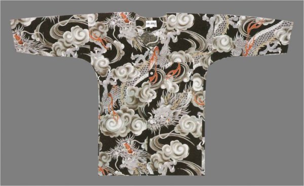 画像1: 鯉口シャツ：龍　黒龍定番　大龍　当店だけでも年間100枚以上販売 (1)