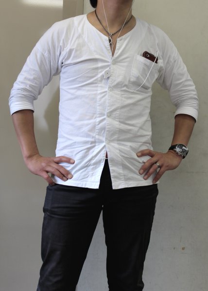 画像2: 白無地鯉口シャツ：激安インドネシア産（国産に負けません！） (2)