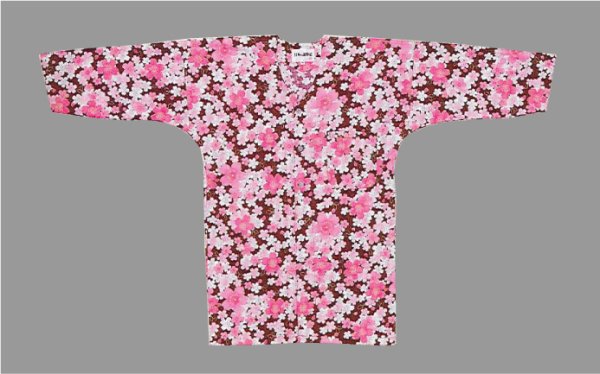 画像1: 鯉口シャツ　エンジ地桜まみれ　エンヂにもかかわらず派手系 (1)