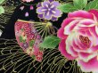 画像2: 鯉口シャツ：祭り、ユニフォームなどに最適な鯉口シャツ【扇面・薔薇？牡丹？　黒系】 (2)